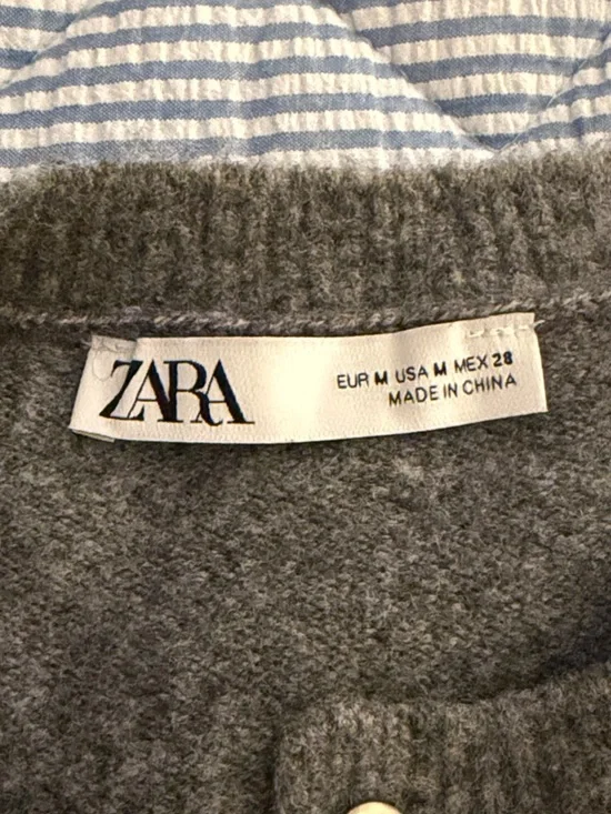 Zara Gray Ruffle-Trim Button Cardigan - Picture 2 of 3